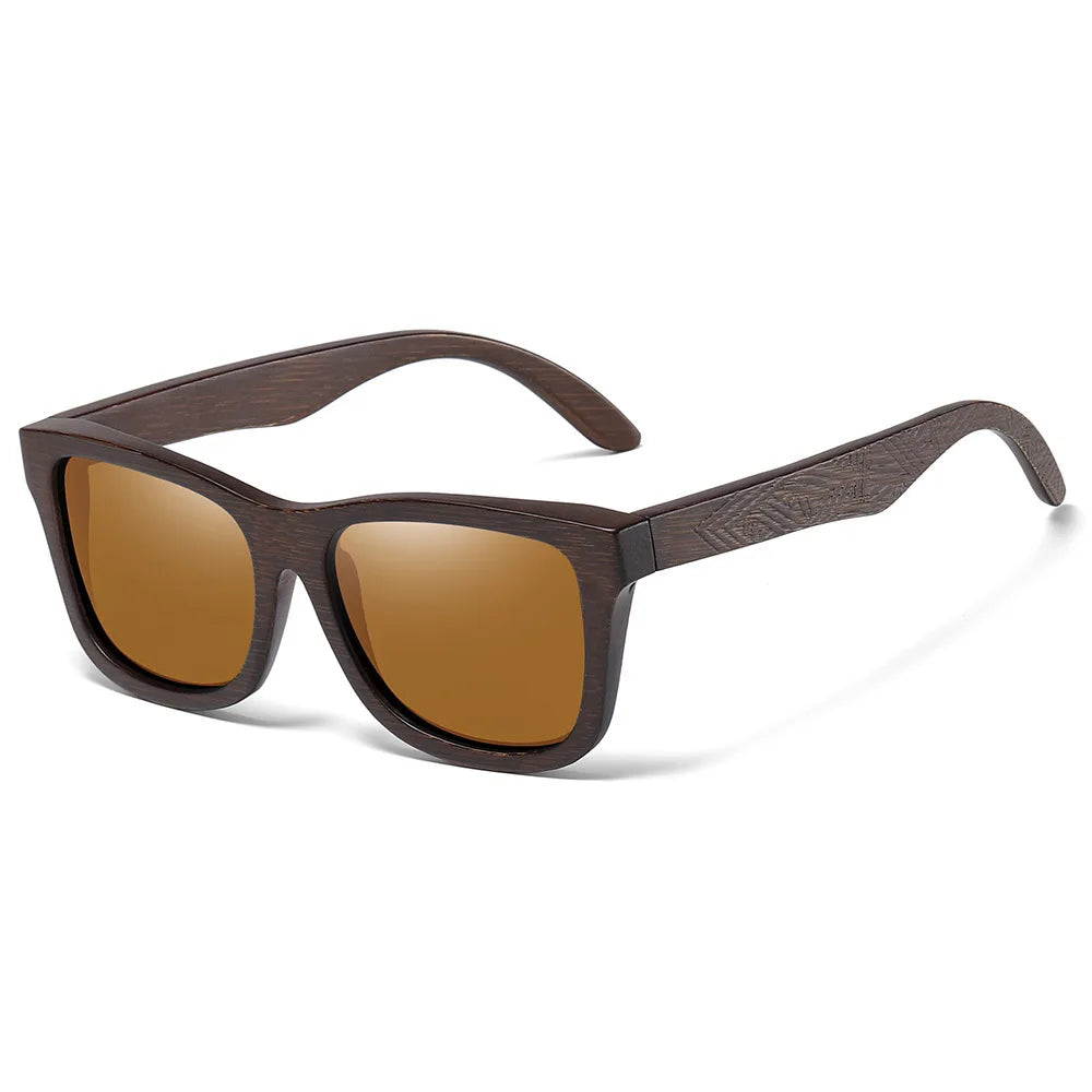 Natural Bamboo Wooden Handmade Polarized Sunglasses Unisex Retro Oversized Frame UV Protection Sun Glasses With Gift Box
