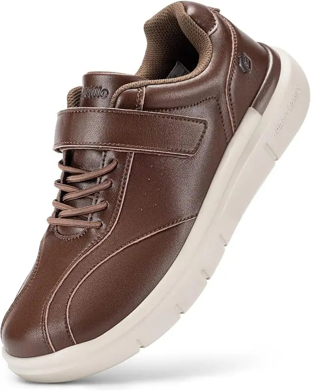 Men Wide Walking Shoes Casual Oxford Shoe Comfortable Lightweight Arch Support Non-Slip Leather Business Sneakers