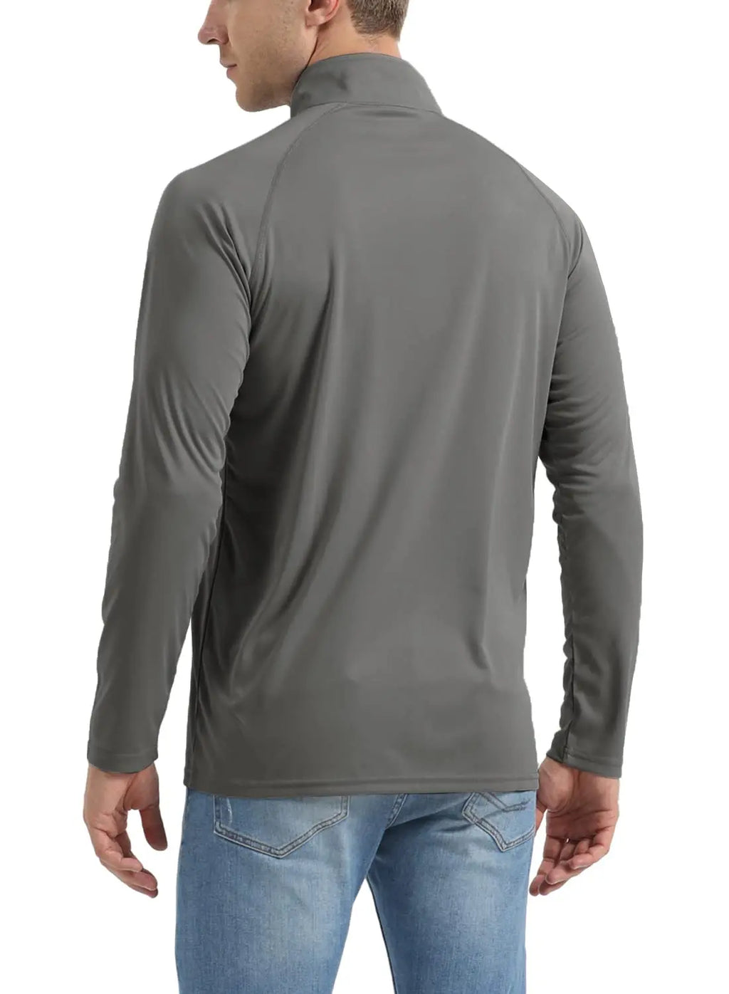 UPF 50+ Quick Dry T-Shirts Mens Long Sleeve UV Protection Shirt 1/4 Zip Running Tee Hiking Fishing Lightweight T Tops