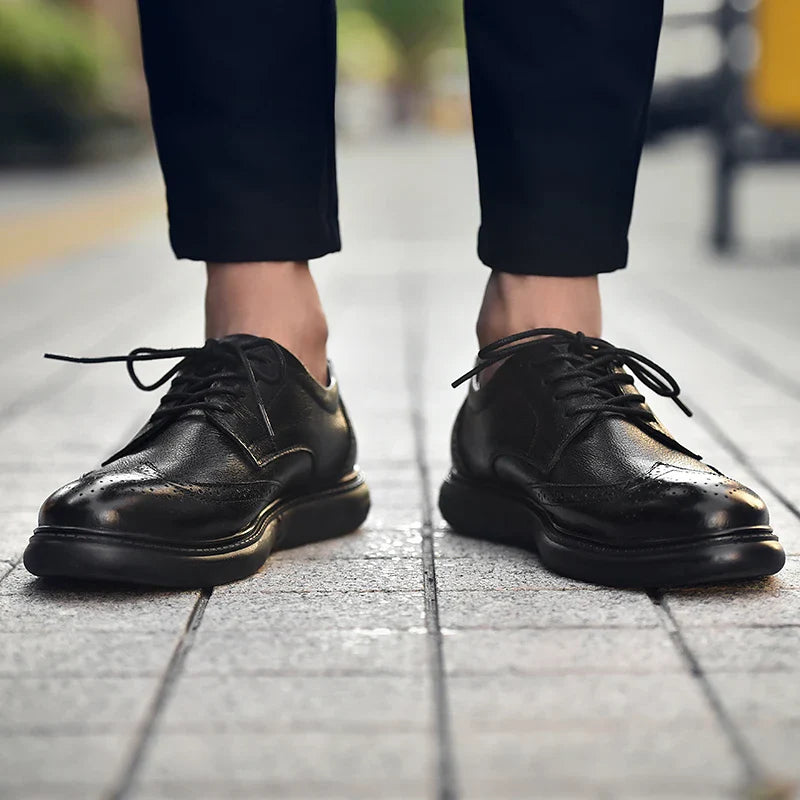 Big Size Mens Formal Genuine Leather Dress Shoes British Stylish Business Dress Men Flats High Quality Brogues Oxford Shoes Men