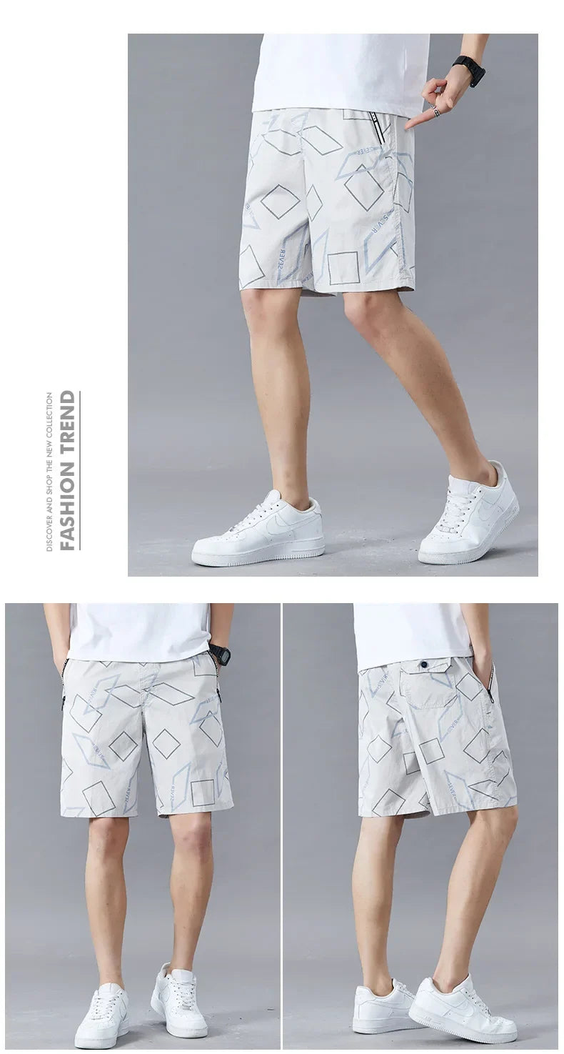 Big Men's Summer Shorts Cotton Knee Pants Golf Plaid Fashion Zipper Pocket Y2K Swim Beach Relaxed Fit Jogger Shorts
