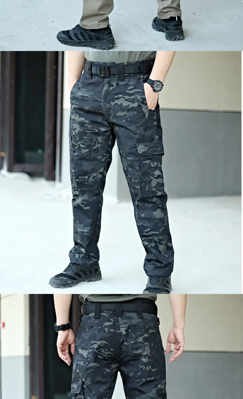 Outdoor Tactical Pants Men Casual Cargo Trousers Multi-pocket Waterproof Pant Autumn Spring Outdoor Workwear Hiking Trousers