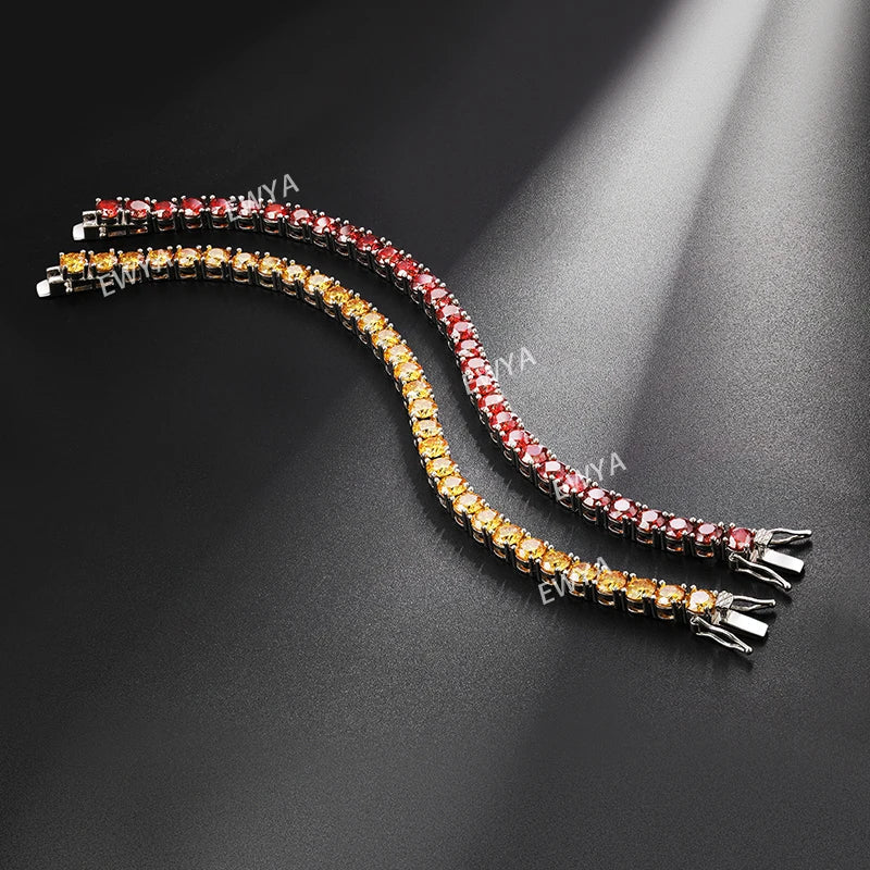 Luxury Real 3/4/5/6.5MM Full Champagne Blue Green Moissanite Tennis Bracelet for Men Women S925 All Red Diamond Bracelets