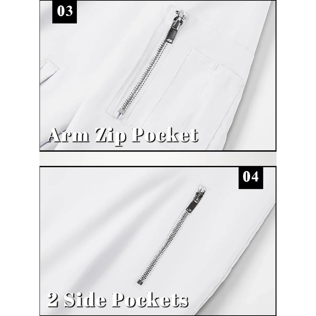 Men's Bomber Jacket Summer Autumn Thin Lightweight Casual Windbreaker Multi-pockets Full Zip Up Varsity Baseball Jacket