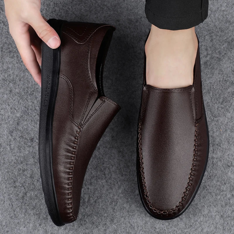 Genuine Leather Men's Loafers Soft Cowhide Men Casual Shoes Luxury Brand Male Driving Footwear Slip-on Flats Handmade Moccasins