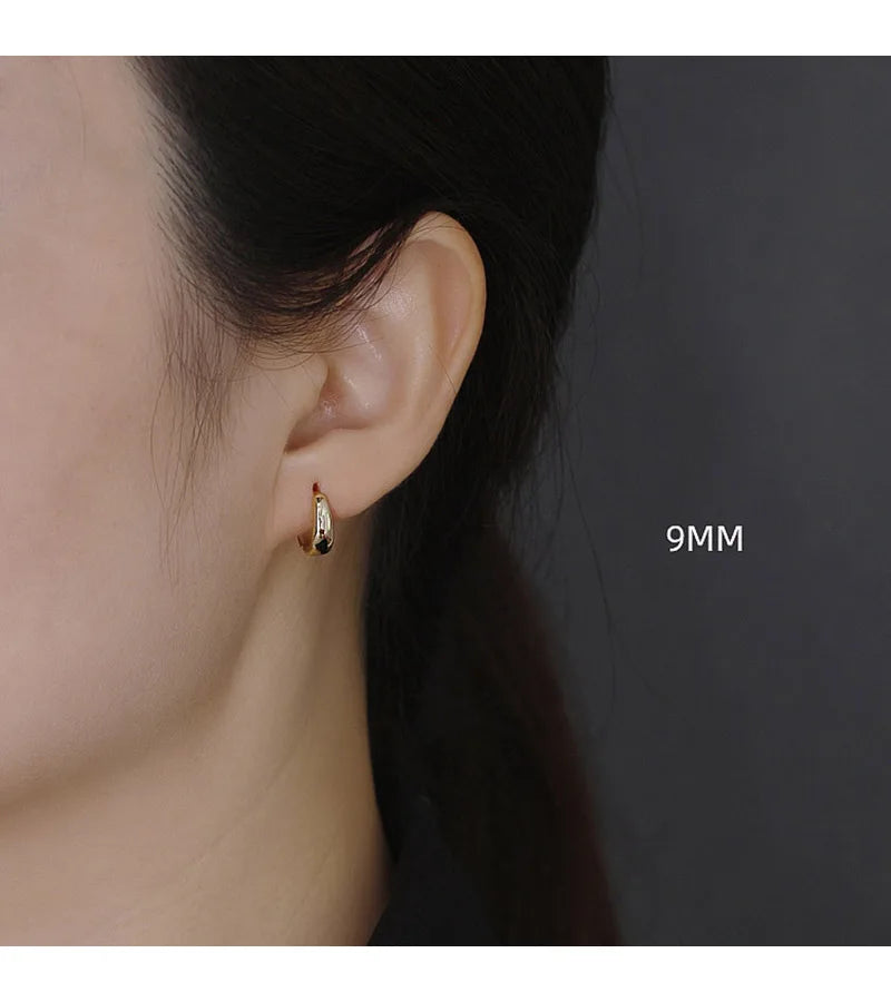Real 925 Sterling Silve Fashion Inside Diameter 6 7 8 9 10mm Hoop Earrings For Women Men Personality Jewelry DG0132