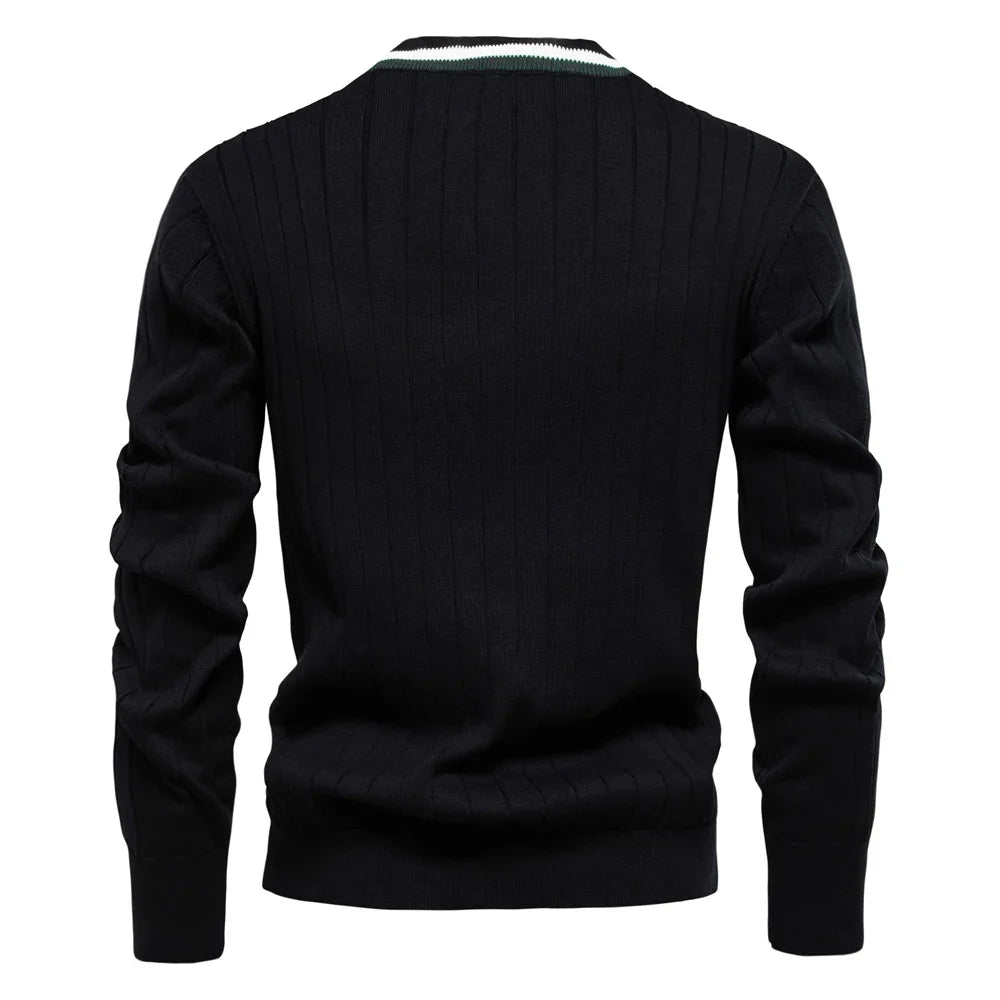 Brand Men's Cotton Cardigan Sweater V Neck Button-up Casual Youth Knit Sweaters for Men