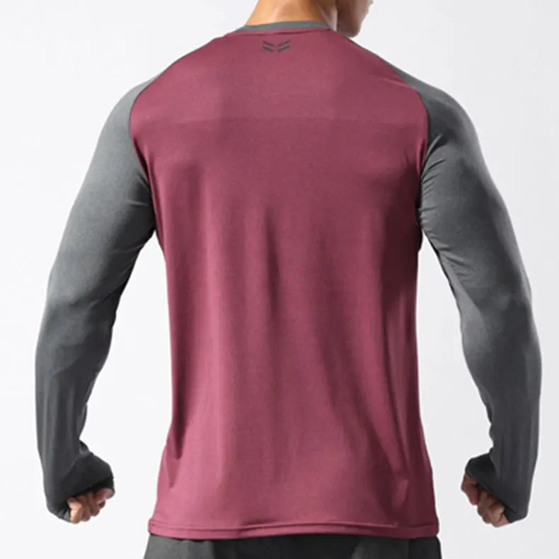 Men's Sport Long Sleeve Tops Quick Dry Fitness T-shirts Bodybuilding Gym Tees Casual Skinny Elastic Breathability Sportswear