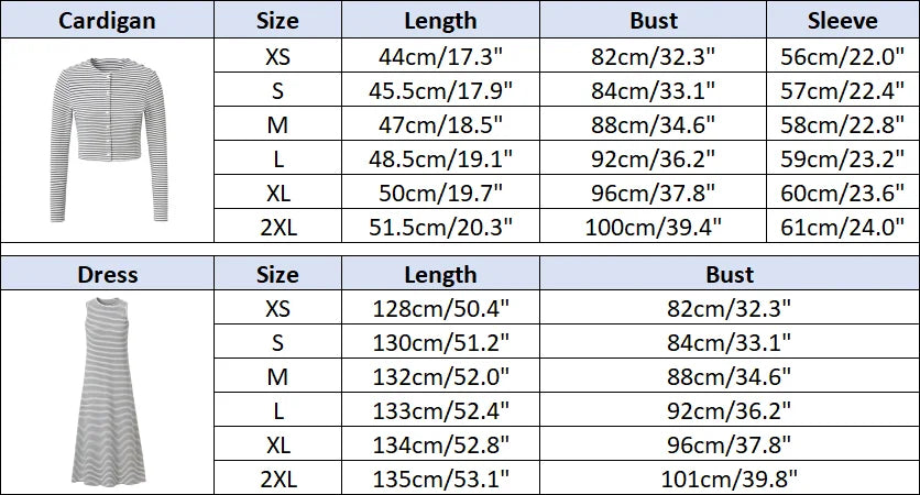 SS2026 Women's Dress Striped Cardigan and Dress Soft Three Color Options Fashionable Women's Outfit