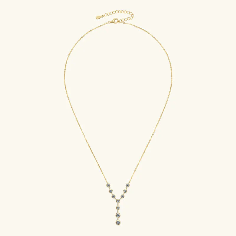 4mm&3mm Moissanite Pendent Necklace 925 Sterling Silver Fashion Sexy Y-Shaped Necklaces for Women 2025 Party Jewelry Gift