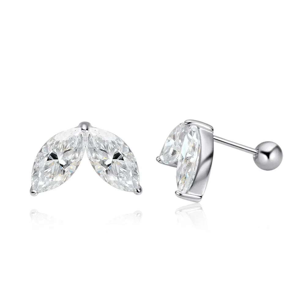 0.3-1CT Marquise Cut Real Moissanite Stud Earrings for Women Party 14k Plated Lab Diamond Earring Silver Jewelry S925