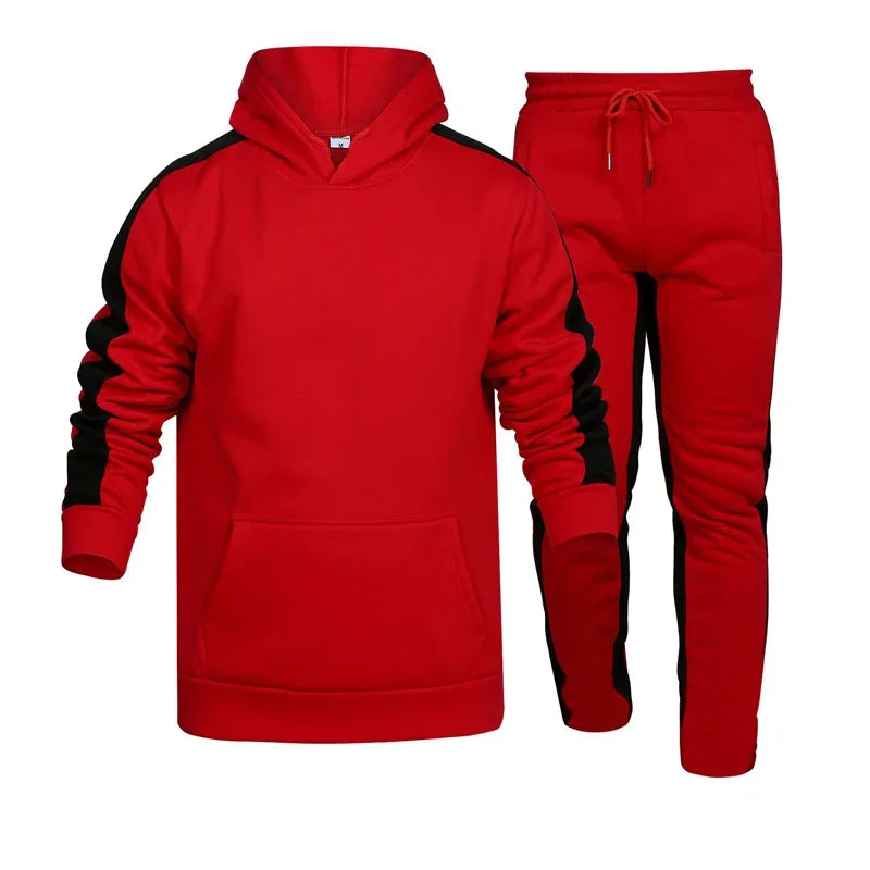 Autumn and Winter Jogging Suits for Men Striped Hoodie+Pants Casual Tracksuit Male Sportswear Gym Casual Clothing Sweat Suit New