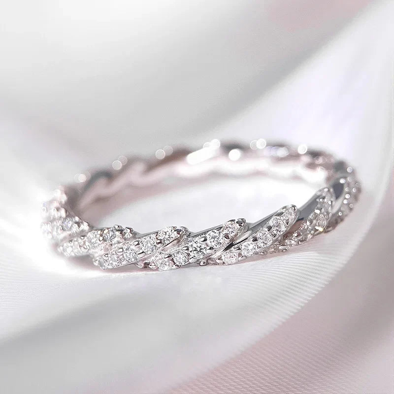 1mm All Real Moissanite Rings for Women Certified Full Diamond Bridal Jewelry 100% S925 Sterling Silver Wedding Bands GRA