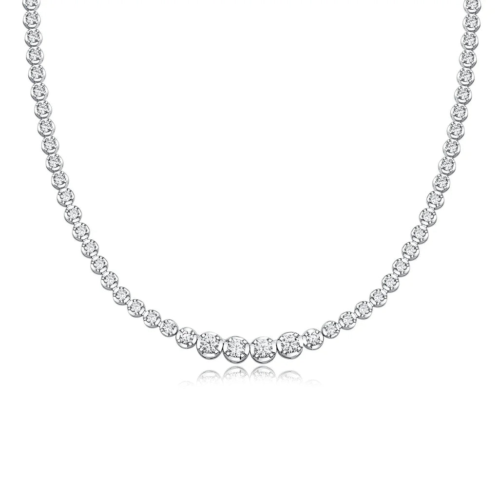 Moissanite Tennis Necklace for Women S925 Sterling Silver Plated Gold 1.2 Carat Diamond Chain Necklaces Wedding Party Jewelry