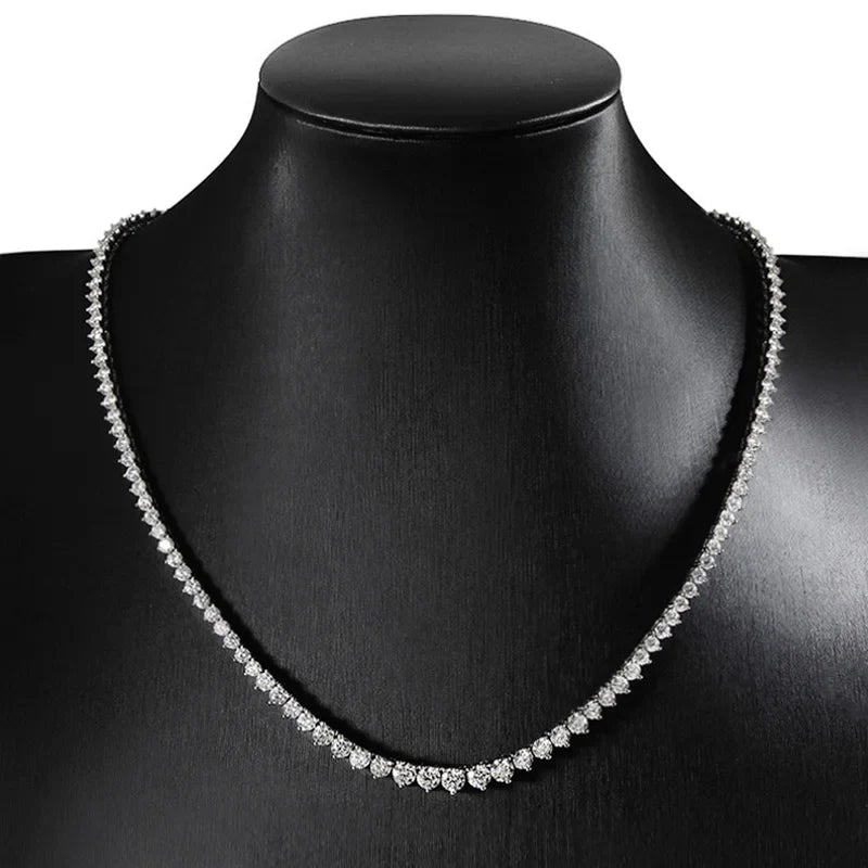 3 Claws Gradient Moissanite Tennis Necklace for Women Sparkling Full Diamond Luxury Jewelry Sterling Silver 925 Chain