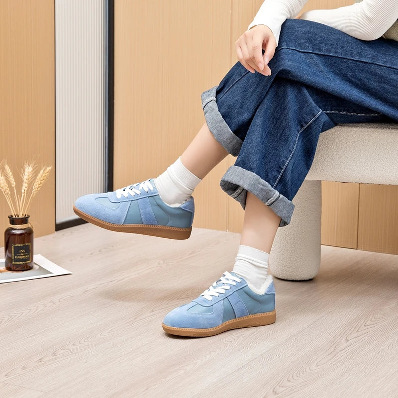 Women's Sneakers 2026 New Genuine Leather Ladies Moral Training Shoes Casual Spring Flat Shoes Women