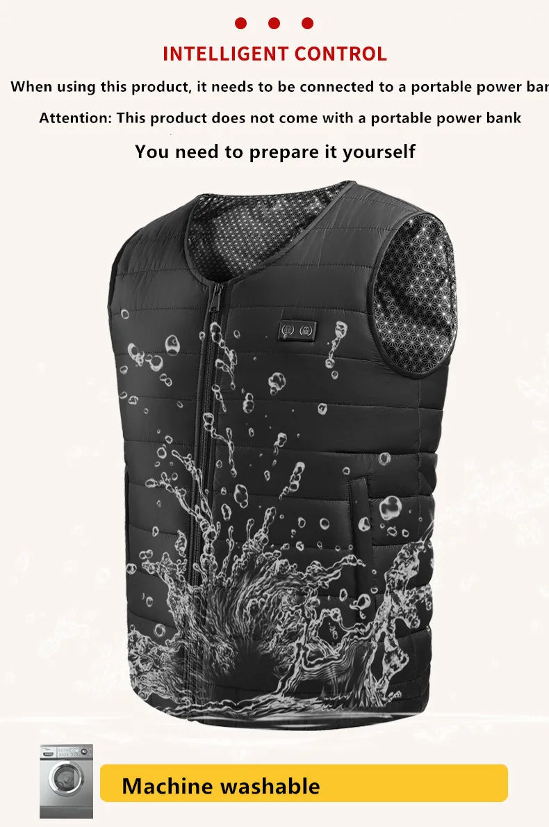 New Winter Unisex V-Neck 22 Zone Heat Resistant Warm Vest Middle-Aged And Elderly People Worn Both Inside And Outside Waistcoat
