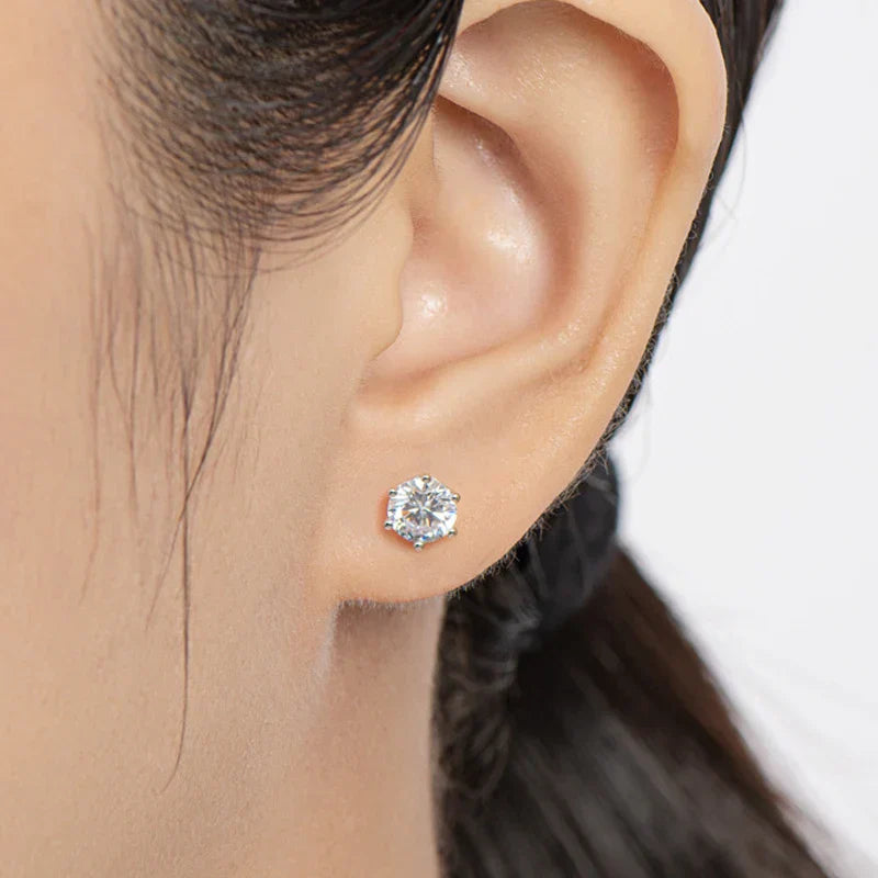 Real 0.5ct/1ct/2ct D Color Moissanite 925 Sterling Silver Gold Plated Stud Earrings For Women Wedding Fine Jewelry Gift