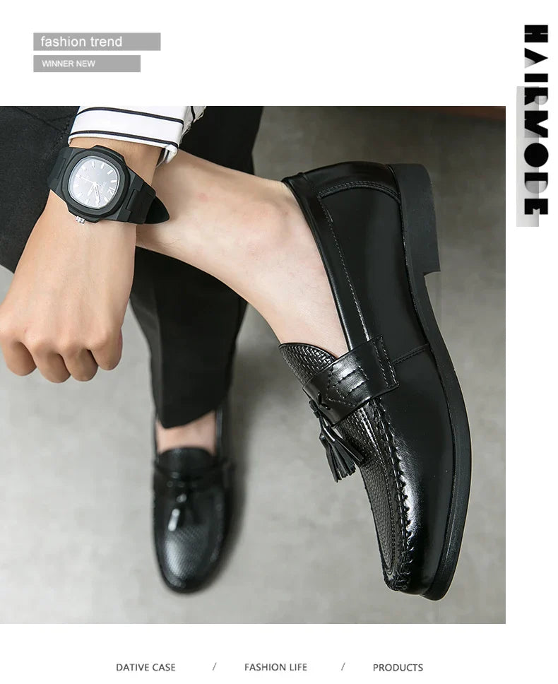 Men's Dress Shoes High Quality Brogues Casual Business Leather Shoes Social Party Leather Loafers Male Tassel Wedding Shoes