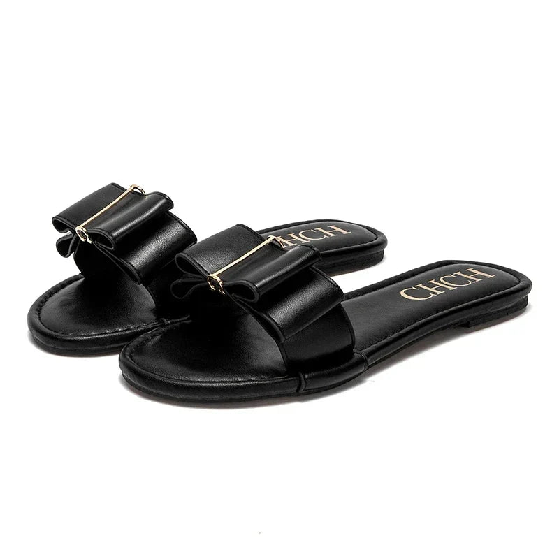 Slippers high quality PU flat women's shoes red shoes 2025 luxury brand new listing