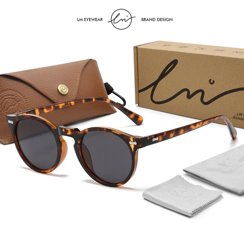 Retro Round Polarized Sunglasses Women Men Classic Leopard Frame Driving Shades Vintage Sun Glasses Unisex UV400 Gafas De Sol