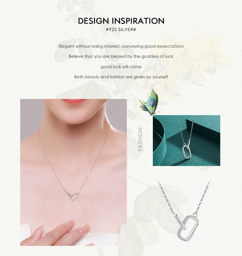 Romantic Lock Design Sparkling Clear CZ Necklace 925 Sterling Silver Chain Necklace For Women Fine Jewelry Wedding Gift