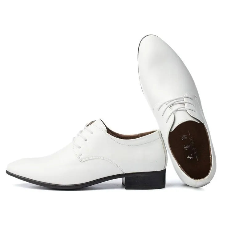 Men's Red Patent Leather Wedding Groomsmen Shoes Low Block Heel Business Formal Dress Shoes Trendy Casual Footwear