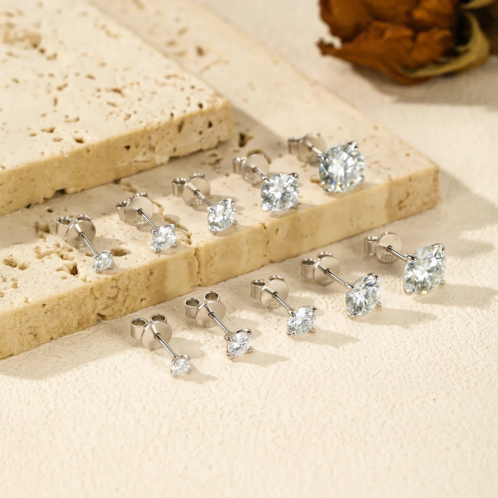 5 Sizes D Color Moissanite Earrings 925 Sterling Silver Sparkling Luxury Stud Earrings For Women Wedding Fine Jewelry