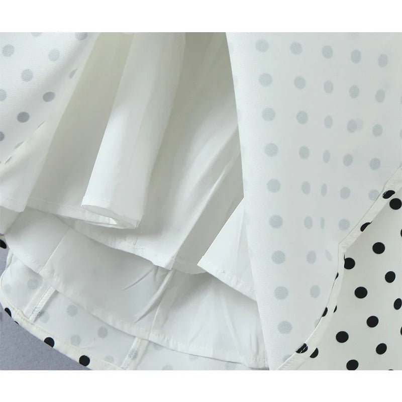 French Style Retro Polka Dot Deep V Halter Dress Women Sexy Backless A-line Slim Sweet Elegant Mini Dresses Summer Robe