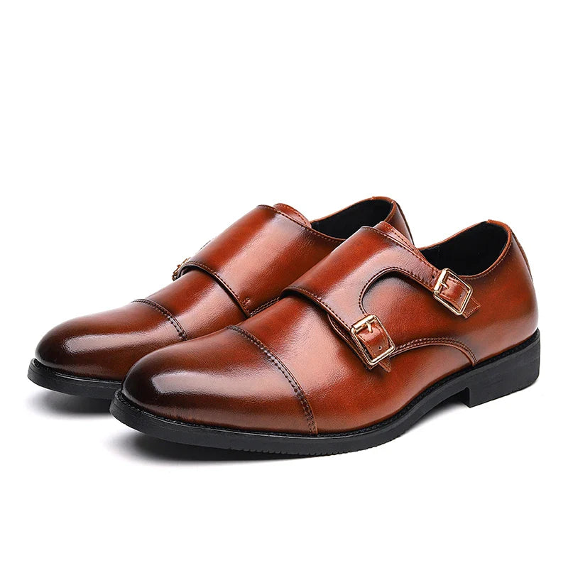 Luxury Brand New Men Casual Shoes Leather Men Fashion Double Buckle Loafers Mens Slip-on Board Oxford Shoes Spring Elegant Flats