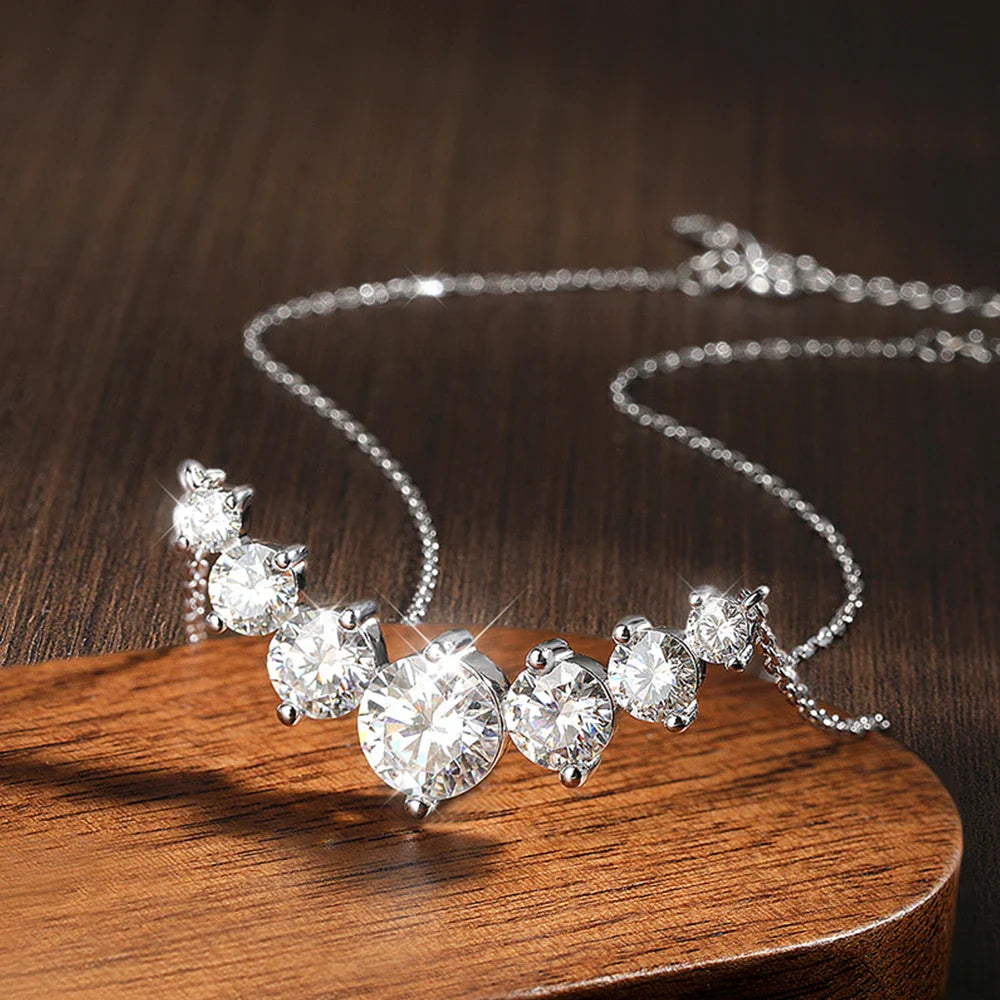 Moissanite Necklace for Woman Wedding Fine Jewely with Certificates 925 Sterling Sliver Plated 18k White Gold Necklace