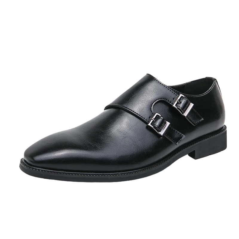 Men's Monk Leather Shoes Pointed Toe Buckle Dress Shoes Oxfords Classic Retro Business Office Wedding Comfortable
