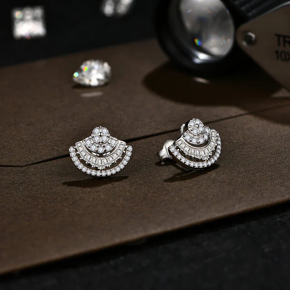Luxury D VVS1 Color Moissanite Sector Earrings For Women Top Quality 100% 925 Sterling Silver Engagement Wedding Gift