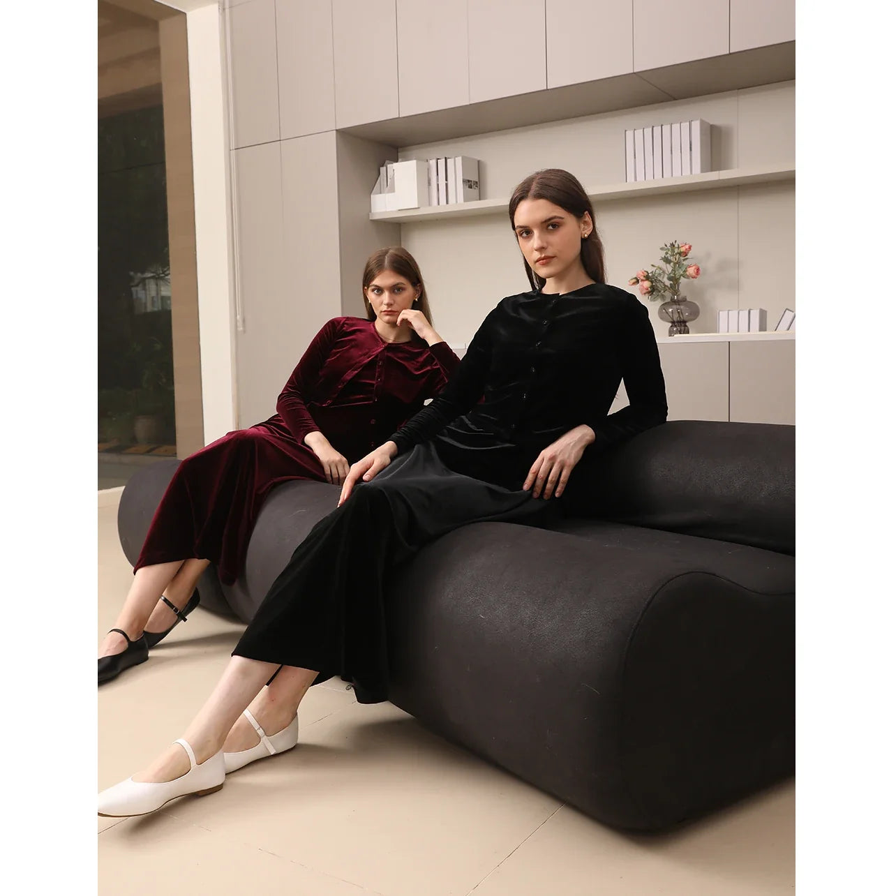 2025 Autumn and Winter Women Velvet Cardigan and Strap Dress Elegant Lady Clothes Ribbed Modal Shirt Customized Three Colors