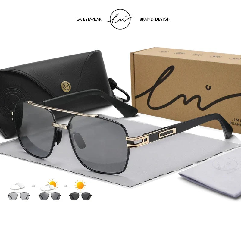 Design Square Polarized Sunglasses Man Photochromic Sun Glasses Woman Anti-glare Driving Goggles Oculos zonnebril heren