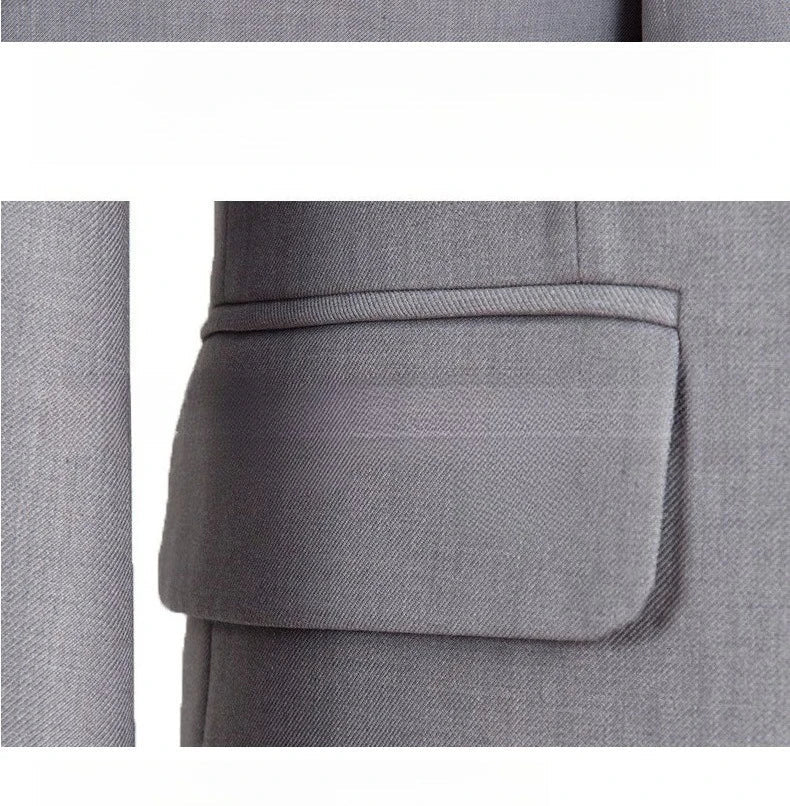 Plus Size Man Suit Set Solid Color Single Breasted Jacket Vest Pants For Host Groom Groomsmen Grey Black Navy 3-Piece Suit Set