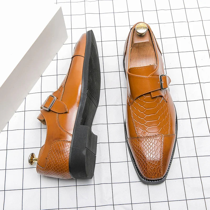 Leather Designer Brand Monks Snake Luxury Men Casual Office Business Man Loafers Mens Moccasins Driving Wedding Dress Male Shoes