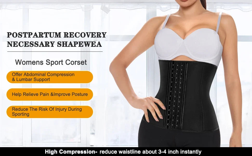 Fajas Colombians Latex Waist Trainer Cincher Long Torso Body Shapewear Women Slimming Belly Sheath Girdles Shaper 9 Steel Bones