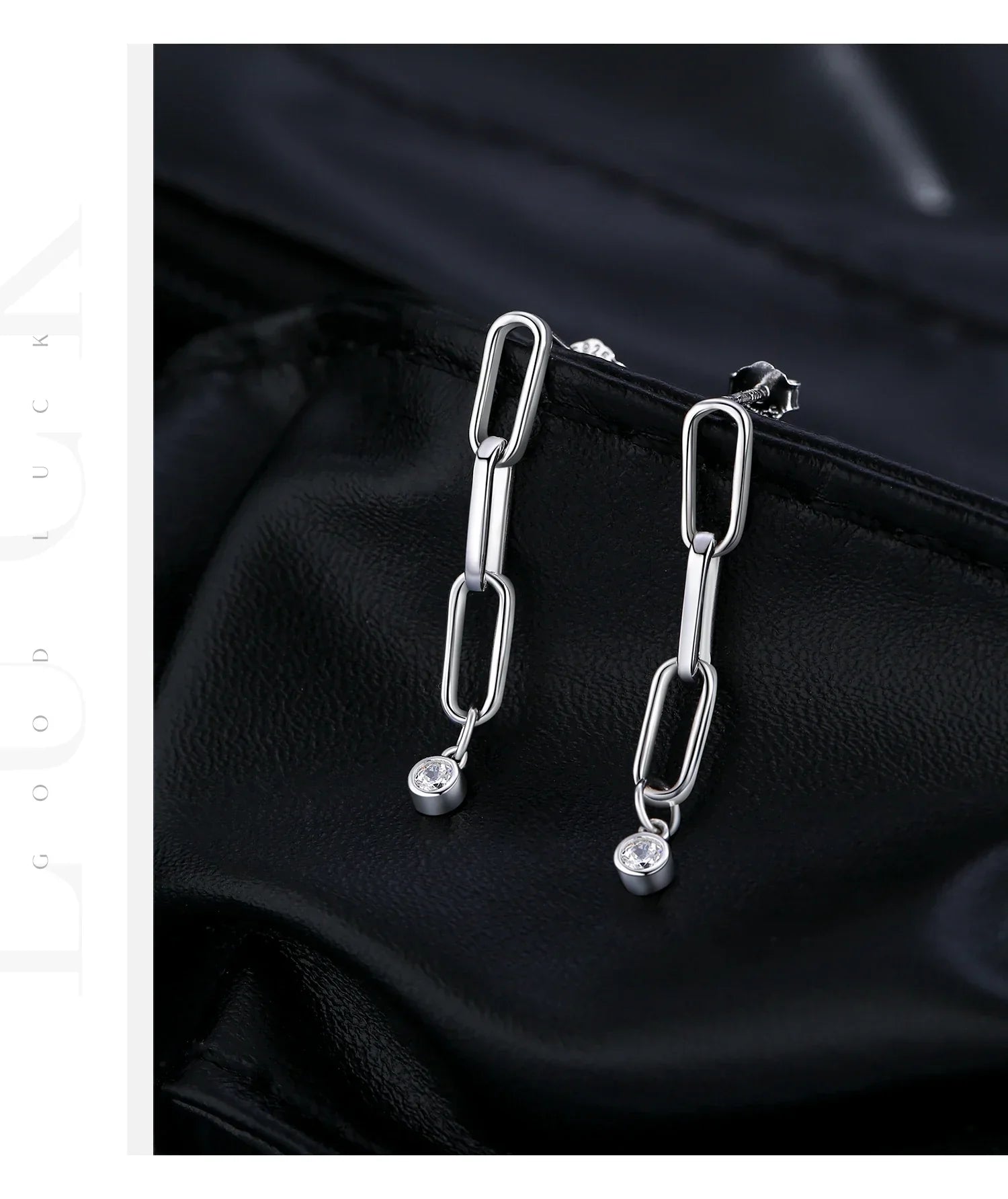 VVS1 Clarity D Color Moissanite Earrings 925 Sterling Silver Fashion Link Chain Stud Earrings For Women Fine Jewelry