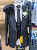 Luxurious Shawl Lapel 3-pieces Men Suit Textured Single Breasted Elegant Customized High Quality Set Vintage Party Groom Wear