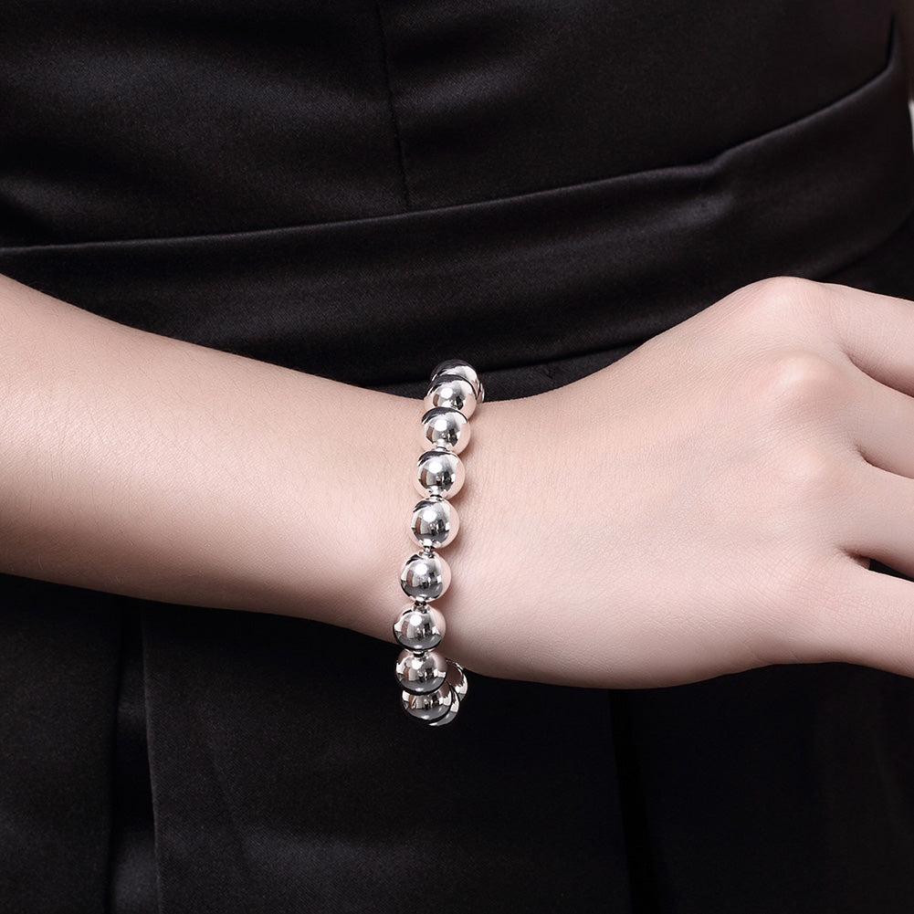925 Sterling Silver 4MM/6MM/8MM/10MM Smooth Beads Ball Chain Necklace For Women Men Fashion Jewelry