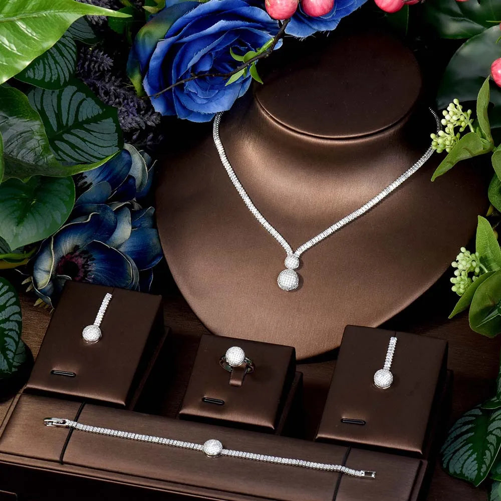 May New Accessories Classic Beauty Jewellery Women's Set Necklace Earrings Cubic Zirconia Dress Dinner Wedding Bridal M-216
