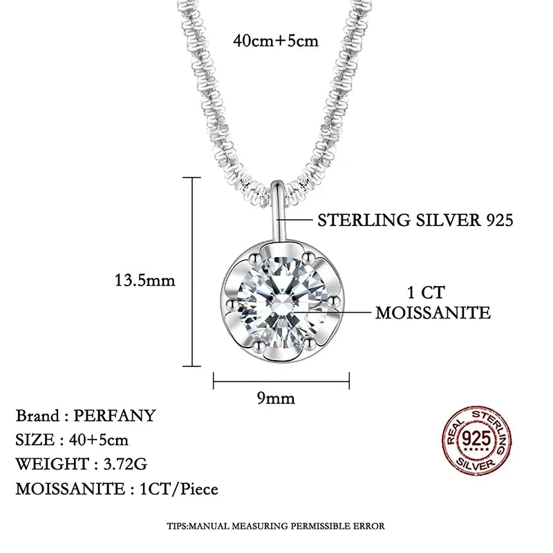 1/2CT Moissanite Necklace for Women S925 Pure Silver Sparkling Crown Diamond Pendant Luxurious Wedding Jewelry
