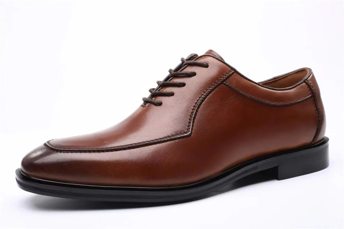 Spring Autumn Soft Square Toe Lace Up Dress Shoes Man High Quality Fashion Cowhide Elegant and Classic 39 Social Shoe for Men