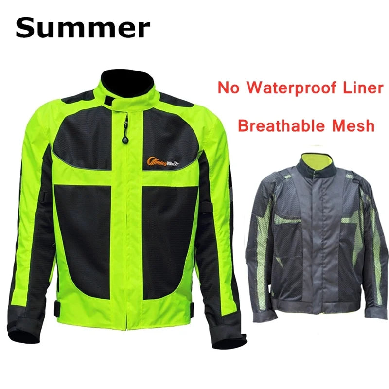 Motorcycle Jacket Summer Style Breathable Motorbike Riding Protective Armor Coat Night Reflective Warning Safety Clothing JK-21