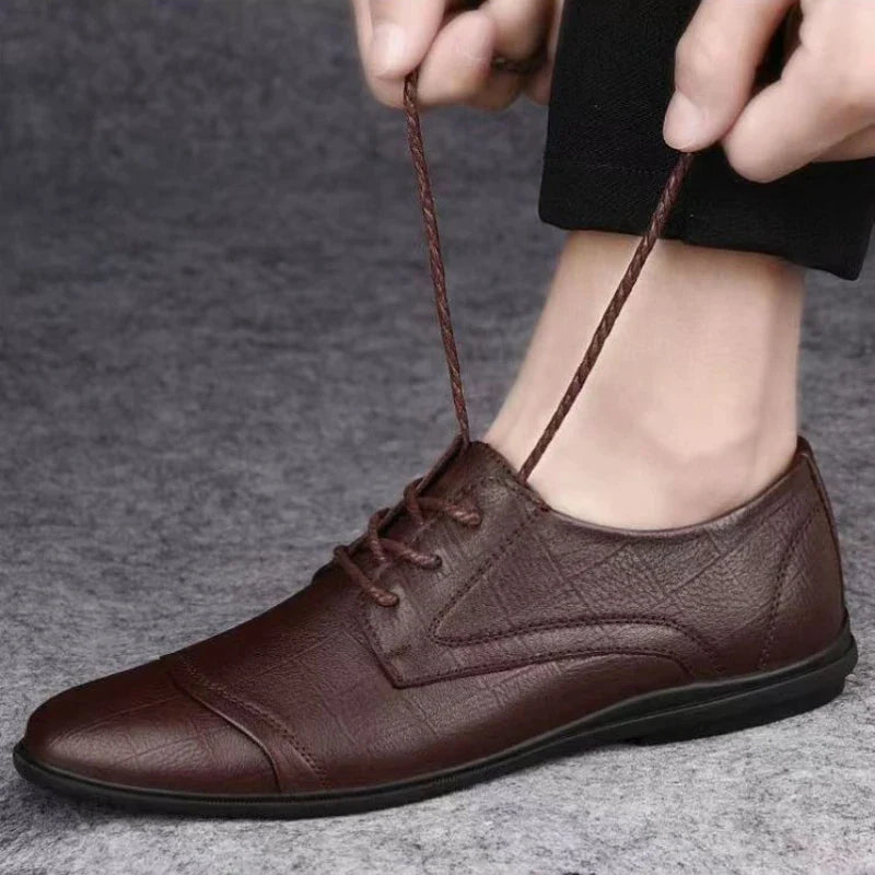Pointed Toe Black Soft Men's Leather Shoes Comfortable Low Price Summer Male Casual Shoe Retro Elegant Designer Social Footwear