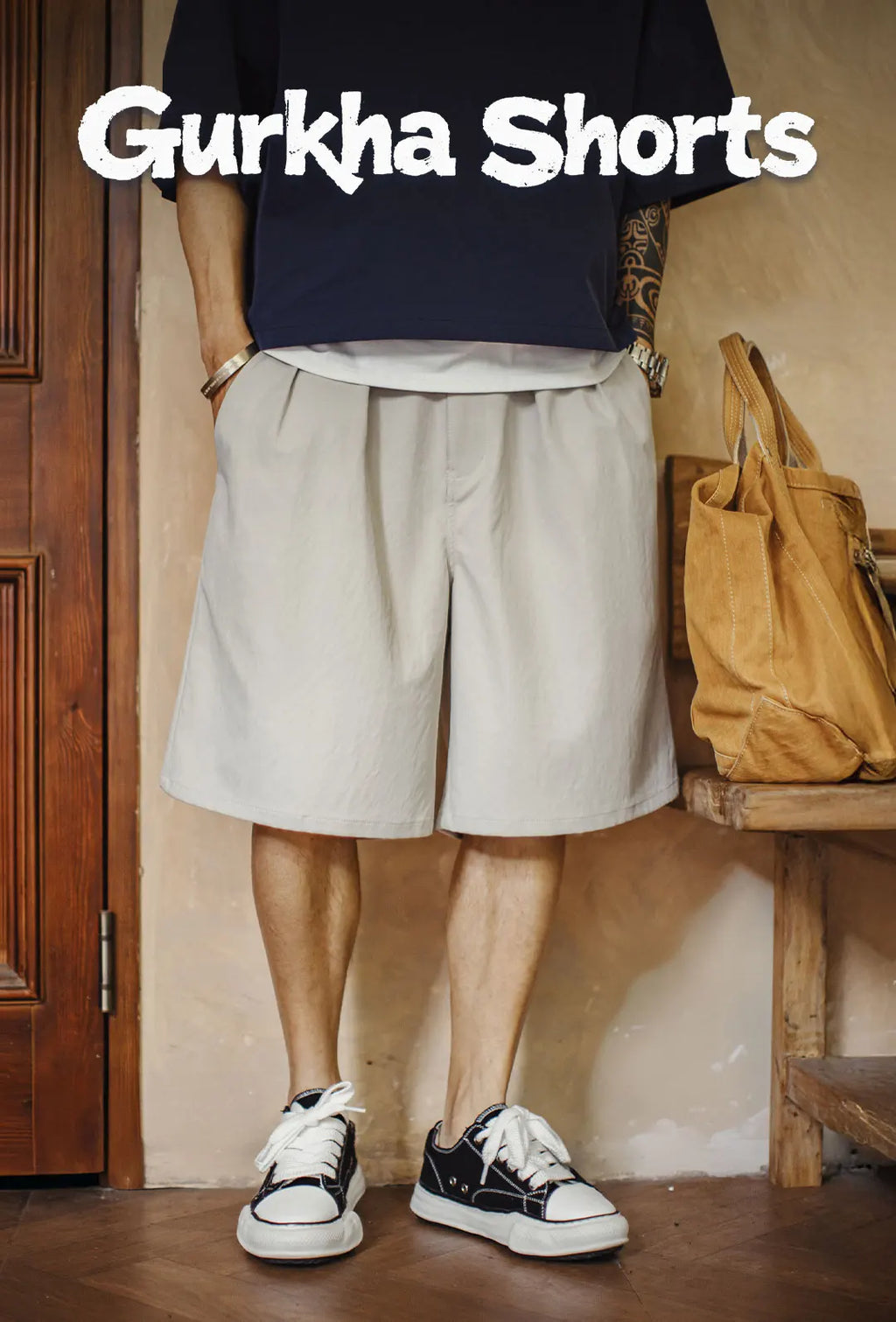 Men's Gurkha Wide Leg Shorts Minimalist Old Money Style Japanese Woven Workwear Casual Thin Summer Daily Men Shorts