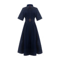 2025 Spring New Series Denim MIDI Dress With Lapel Fashion Slim Elegant Women's Dresses Female Party Dress