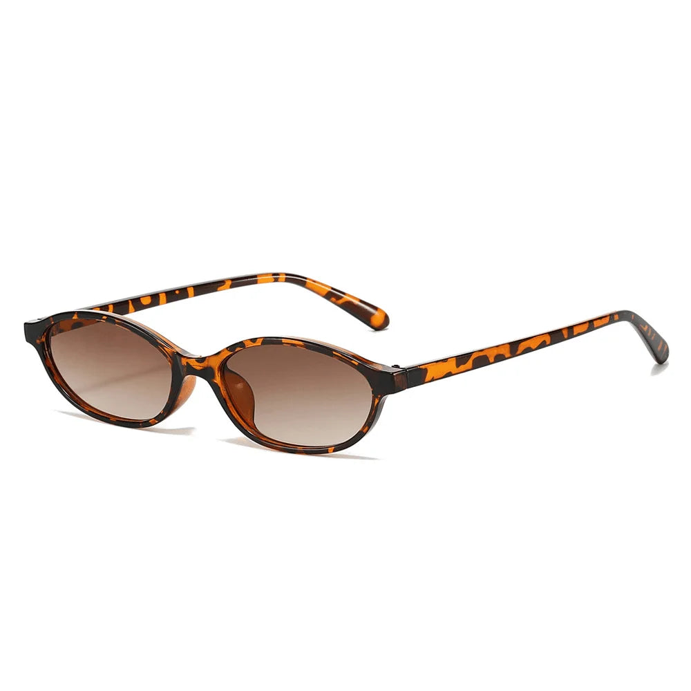 2025 Women's Leopard Brown Sunglasses Fashion Brand Small Frame Sun Glasses Ladies Retro Oval Eyewear Shade Oculus De Sol