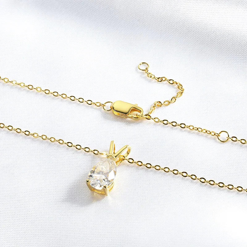 18k Plated Pear Cut 1.5CT Moissanite Diamond Necklace for Women 6*9mm Pendant 100% 925 Sterling Silver Jewelry Wholesale